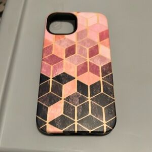 Casely iPhone 13 Case, Geo Rose Gold.
